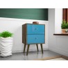 Liberty Mid Century - Modern Nightstand 2.0 - Rustic Brown and Aqua Blue - Lifestyle