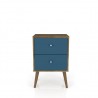 Liberty Mid Century - Modern Nightstand 2.0 - Rustic Brown and Aqua Blue - Front