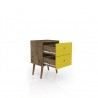 Liberty Mid Century - Modern Nightstand 2.0 - Rustic Brown and Yellow - Drawer Opened