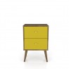 Liberty Mid Century - Modern Nightstand 2.0 - Rustic Brown and Yellow - Front