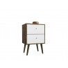 Liberty Mid Century - Modern Nightstand 2.0 - Rustic Brown and White -White
