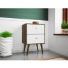 Liberty Mid Century - Modern Nightstand 2.0 - Rustic Brown and White - Lifestyle