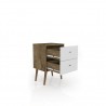 Liberty Mid Century - Modern Nightstand 2.0 - Rustic Brown and White - Drawers Opened