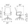 Zuo Modern Enterprise Low Back Office Chair in Black - Dimension Sheet