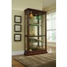 Pulaski Furniture Lighted Sliding Door 4 Shelf Curio Cabinet in Cherry Brown Room View
