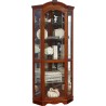 Pulaski Furniture Mirrored Corner Curio Cabinet in Warm Cherry Brown