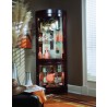 Pulaski Furniture Curved 5 Shelf Corner Curio Cabinet in Cherry Brown Room View