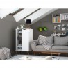 Manhattan Comfort Hampton Shoe Closet with 4 Shelves Solid Wood Legs in White