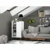 Manhattan Comfort Hampton Shoe Closet with 4 Shelves Solid Wood Legs in White - Manhattan Comfort Hampton Shoe Closet with 4 Shelves Solid Wood Legs in White