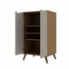 Manhattan Comfort Hampton Shoe Closet with 4 Shelves Solid Wood Legs in Off White and Maple Cream Open - Manhattan Comfort Hampton Shoe Closet with 4 Shelves Solid Wood Legs in Off White and Maple Cream Open