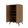 Manhattan Comfort Hampton Shoe Closet with 4 Shelves Solid Wood Legs in Maple Cream Open