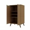 Manhattan Comfort Hampton Shoe Closet with 4 Shelves Solid Wood Legs in Maple Cream Open - Manhattan Comfort Hampton Shoe Closet with 4 Shelves Solid Wood Legs in Maple Cream Open