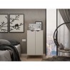 Manhattan Comfort Hampton Shoe Closet with 4 Shelves Solid Wood Legs in Off White and Maple Cream