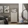 Manhattan Comfort Hampton Shoe Closet with 4 Shelves Solid Wood Legs in Off White and Maple Cream - Manhattan Comfort Hampton Shoe Closet with 4 Shelves Solid Wood Legs in Off White and Maple Cream