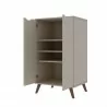 Manhattan Comfort Hampton Shoe Closet with 4 Shelves Solid Wood Legs in Off White and Maple Cream Open - Manhattan Comfort Hampton Shoe Closet with 4 Shelves Solid Wood Legs in Off White and Maple Cream Open