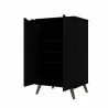 Manhattan Comfort Hampton Shoe Closet with 4 Shelves Solid Wood Legs in Black Open - Manhattan Comfort Hampton Shoe Closet with 4 Shelves Solid Wood Legs in Black Open