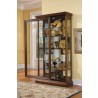 Pulaski Furniture Edwardian 5 Shelf Sliding Door Curio Cabinet in Oak Brown Open