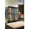 Pulaski Furniture Lighted Gallery Style 5 Shelf Curio Cabinet in Onyx Black Room View