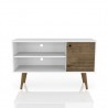 Liberty 42.52" Mid Century - Modern TV Stand with 2 Shelves and 1 Door - White and Rustic Brown - Front