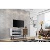 Liberty 42.52" Mid Century - Modern TV Stand with 2 Shelves and 1 Door - White and Rustic Brown - Lifestyle