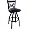 Akrin Cross Back Swivel Barstool With Steel Frame And Sand Black Finish