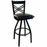 Akrin Cross Back Swivel Barstool With Steel Frame And Sand Black Finish - Akrin Cross Back Swivel Barstool With Steel Frame And Sand Black Finish