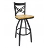 Akrin Cross Back Barstool With Steel Frame And Sand Black Finish - No Cushion