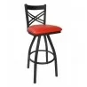 Akrin Cross Back Barstool With Steel Frame And Sand Black Finish - Red Cushion - Akrin Cross Back Barstool With Steel Frame And Sand Black Finish - Red Cushion