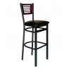 Espy Slotted Wood Back Barstool In Steel Frame And Sand Black Finish