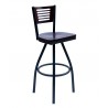 Espy Slotted Wood Back Swivel Barstool In Steel Frame And Sand Black Finish