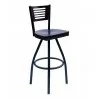 Espy Slotted Wood Back Swivel Barstool In Steel Frame And Sand Black Finish - Espy Slotted Wood Back Swivel Barstool In Steel Frame And Sand Black Finish