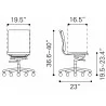 Zuo Modern Lider Plus Armless Office Chair in Black - Dimension Sheet - Zuo Modern Lider Plus Armless Office Chair in Black - Dimension Sheet