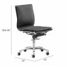 Zuo Modern Lider Plus Armless Office Chair in Black - With DImensions - Zuo Modern Lider Plus Armless Office Chair in Black - With DImensions