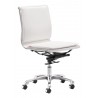 Zuo Modern Lider Plus Armless Office Chair in White - Angled