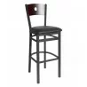 Darby Circle Wood Back Barstool In Steel Frame And Sand Black Finish - Darby Circle Wood Back Barstool In Steel Frame And Sand Black Finish