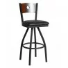 Darby Circle Wood Back Swivel Barstool In Steel Frame And Sand Black Finish  - Darby Circle Wood Back Swivel Barstool In Steel Frame And Sand Black Finish 