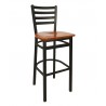 Lima Ladder Back Barstool With Steel Frame And Clear Coat Finish 
