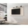 Manhattan Comfort Liberty Mid-Century Modern 62.99 TV Panel with Overhead Décor Shelf in Off White - Manhattan Comfort Liberty Mid-Century Modern 62.99 TV Panel with Overhead Décor Shelf in Off White