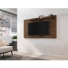 Manhattan Comfort Liberty Mid-Century Modern 62.99 TV Panel with Overhead Décor Shelf in Rustic Brown