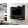 Manhattan Comfort Plaza 64.25 Modern Floating Wall Entertainment Center with Display Shelves in Black - Manhattan Comfort Plaza 64.25 Modern Floating Wall Entertainment Center with Display Shelves in Black