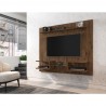 Manhattan Comfort Plaza 64.25 Modern Floating Wall Entertainment Center with Display Shelves in Rustic Brown