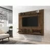 Manhattan Comfort Plaza 64.25 Modern Floating Wall Entertainment Center with Display Shelves in Rustic Brown - Manhattan Comfort Plaza 64.25 Modern Floating Wall Entertainment Center with Display Shelves in Rustic Brown
