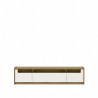 Manhattan Comfort Munoz 87.12" TV Stand with 3 Compartments and Media Shelves in Off White Gloss Front