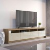 Manhattan Comfort Munoz 87.12" TV Stand with 3 Compartments and Media Shelves in Off White Gloss