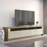 Manhattan Comfort Munoz 87.12" TV Stand with 3 Compartments and Media Shelves in Off White Gloss - Manhattan Comfort Munoz 87.12" TV Stand with 3 Compartments and Media Shelves in Off White Gloss