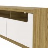 Manhattan Comfort Munoz 87.12" TV Stand with 3 Compartments and Media Shelves in Off White Gloss Close View