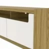 Manhattan Comfort Munoz 87.12" TV Stand with 3 Compartments and Media Shelves in Off White Gloss Close View - Manhattan Comfort Munoz 87.12" TV Stand with 3 Compartments and Media Shelves in Off White Gloss Close View