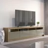 Manhattan Comfort Munoz 87.12" TV Stand with 3 Compartments and Media Shelves in Grey Gloss - Manhattan Comfort Munoz 87.12" TV Stand with 3 Compartments and Media Shelves in Grey Gloss