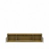 Manhattan Comfort Munoz 87.12" TV Stand with 3 Compartments and Media Shelves in Grey Gloss Open