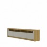 Manhattan Comfort Munoz 87.12" TV Stand with 3 Compartments and Media Shelves in Grey Gloss Side Angle
